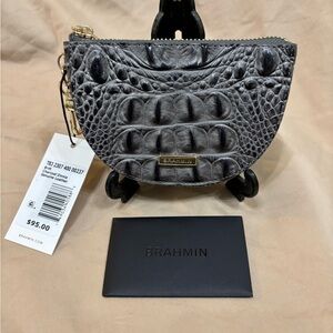 Brahmin Charcoal Crocodile Embossed Wristlet